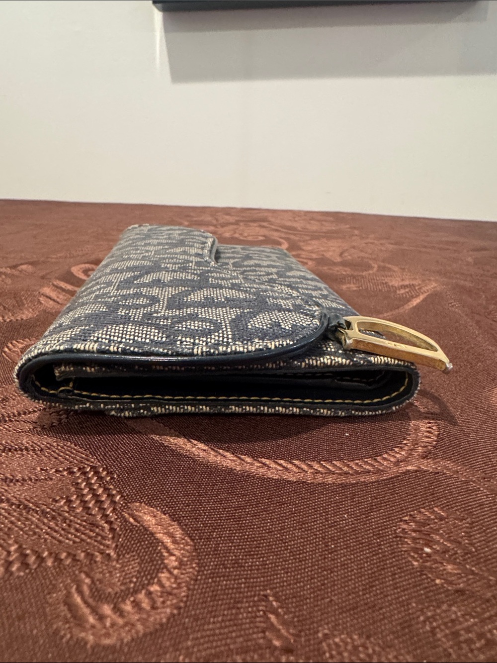 Dior Navy/Beige Oblique Canvas Saddle Wallet - Picture 10 of 15